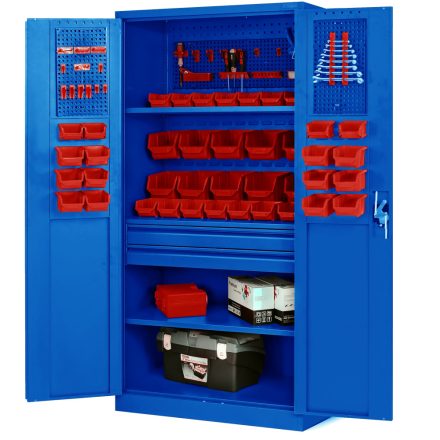 JAN NOWAK SZYMON Fém műhelyszekrény fiókokkal, 920x1850x500, modell kék