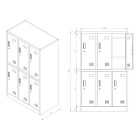 JAN NOWAK IGOREK fém öltözőszekrény, 6 rekeszes, 900x1500x450, modell többszínű