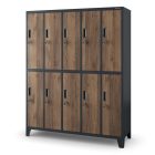 JAN NOWAK BARTEK pléh öltözőszekrény lábakon, 10 rekeszes 1360x1720x450, modell antracit-dió