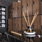 JAN NOWAK BARTEK pléh öltözőszekrény lábakon, 10 rekeszes 1360x1720x450, modell antracit-dió