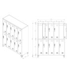 JAN NOWAK BARTEK pléh öltözőszekrény lábakon, 10 rekeszes 1360x1720x450, modell antracit-dió