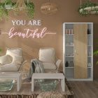 JAN NOWAK KUBA Fém szekrény polcokkal tolóajtókkal, 900x1850x400, modell fehér-sonoma tölgy