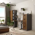 JAN NOWAK KUBA Fém szekrény polcokkal tolóajtókkal, 900x1850x400, modell antracit-dió