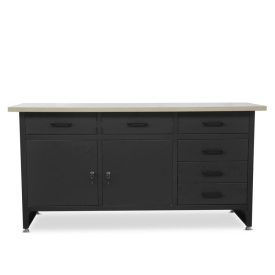   JAN NOWAK HENRY műhelyasztal, fiókokkal és szekrénnyel, fekete