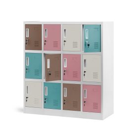   JAN NOWAK OLA fém öltözőszekrény, 12 rekeszes, 1090x1200x450, modell pasztellszínű