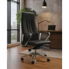 UNIQUE TWEED vezetői irodai szék, fekete valódi bőr