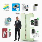 JAN NOWAK JAN H fém iratszekrény 900 x 1950 x 400 mm, Fresh Style: pasztellzöld