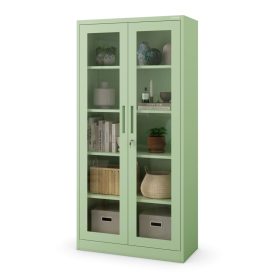   JAN NOWAK AMELIA Vitrines fém szekrény üvegezett ajtókkal, 900x1850x400, Fresh Style: pasztellzöld