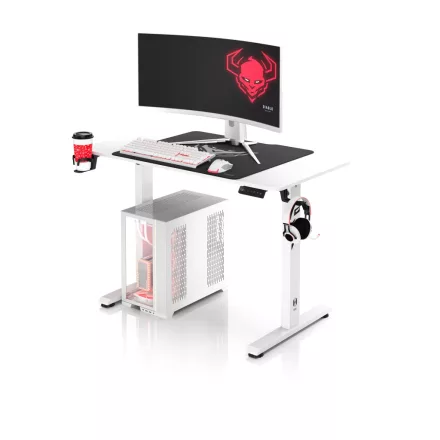 DIABLO X-Tensio Állítható magasságú gamer asztal, elektromos íróasztal, 1100 mm, fehér
