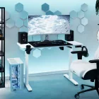 DIABLO X-Tensio Állítható magasságú gamer asztal, elektromos íróasztal, 1100 mm, fehér