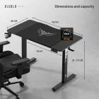 DIABLO X-Tensio Állítható magasságú gamer asztal, elektromos íróasztal, 1100 mm, fekete
