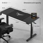 DIABLO X-Tensio Állítható magasságú gamer asztal, elektromos íróasztal, 1400 mm, fekete