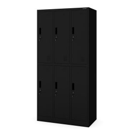   JAN NOWAK IGOR fém öltözőszekrény, 6 rekeszes, 900x1850x450, modell fekete
