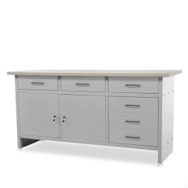   JAN NOWAK HENRY műhelyasztal, fiókokkal és szekrénnyel, szürke