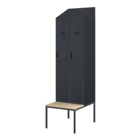   JAN NOWAK KACPER II PRO Fém öltözőszekrény paddal és tetővel, 600 x 2295 x 850 mm, antracit