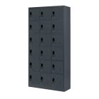 JAN NOWAK KAROL fém öltözőszekrény, 18 rekeszes, 900x1850x400, modell antracitszürke