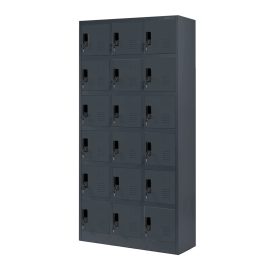   JAN NOWAK KAROL fém öltözőszekrény, 18 rekeszes, 900x1850x400, modell antracitszürke