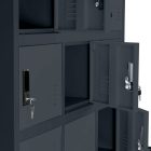 JAN NOWAK KAROL fém öltözőszekrény, 18 rekeszes, 900x1850x400, modell antracitszürke