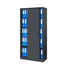 JAN NOWAK KUBA Fém szekrény polcokkal tolóajtókkal, 900x1850x400, modell antracitszürke