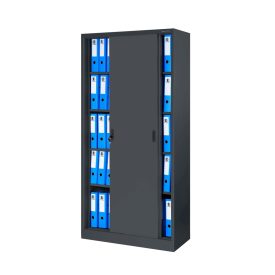   JAN NOWAK KUBA Fém szekrény polcokkal tolóajtókkal, 900x1850x400, modell antracitszürke