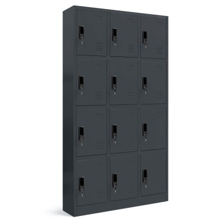 JAN NOWAK MARCIN fém öltözőszekrény, 12 rekeszes, 900x1850x400, modell antracitszürke