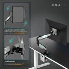 Diablo Képernyőállvány 49 hüvelykes monitorhoz, szürke-fekete LED RGB X-ARM