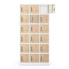 JAN NOWAK KAROL fém öltözőszekrény, 18 rekeszes, 900x1850x400, Eco Design: fehér/sonoma tölgy