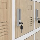 JAN NOWAK KAROL fém öltözőszekrény, 18 rekeszes, 900x1850x400, Eco Design: fehér/sonoma tölgy