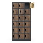 JAN NOWAK KAROL fém öltözőszekrény, 18 rekeszes, 900x1850x400, Eco Design: antracit/dió