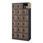 JAN NOWAK KAROL fém öltözőszekrény, 18 rekeszes, 900x1850x400, Eco Design: antracit/dió