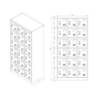 JAN NOWAK KAROL fém öltözőszekrény, 18 rekeszes, 900x1850x400, Eco Design: antracit/dió