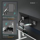Diablo Képernyőállvány két 49 hüvelykes monitorhoz, szürke-fekete RGB X-Arm Dual