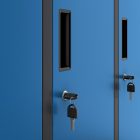 JAN NOWAK BARTEK pléh öltözőszekrény lábakon, 10 rekeszes 1360x1720x450, modell antracit-kék