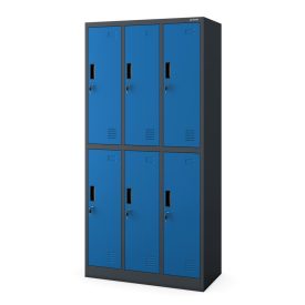   JAN NOWAK IGOR fém öltözőszekrény, 6 rekeszes, 900x1850x450, modell antracit-kék