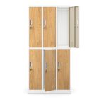 JAN NOWAK IGOR fém öltözőszekrény, 6 rekeszes, 900x1850x450,  fehér-aranytölgy