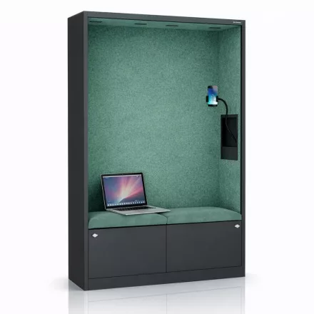 JAN NOWAK SALLY MentalBox hangszigetelt akusztikus fülke 1850 x 1150 x 400 mm, antracit-zöld