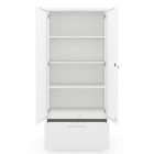 JAN NOWAK Megan fém moduláris multifunkcionális szekrény magas fiókkal 1950x900x400 mm, fehér