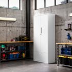 JAN NOWAK Megan fém moduláris multifunkcionális szekrény magas fiókkal 1950x900x400 mm, fehér