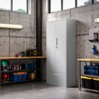 JAN NOWAK Megan fém moduláris multifunkcionális szekrény magas fiókkal 1950x900x400 mm, szürke