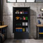 JAN NOWAK Megan fém moduláris multifunkcionális szekrény magas fiókkal 1950x900x400 mm, fekete