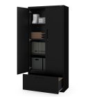 JAN NOWAK Megan fém moduláris multifunkcionális szekrény magas fiókkal 1950x900x400 mm, fekete