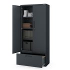 JAN NOWAK Megan fém moduláris multifunkcionális szekrény magas fiókkal 1950x900x400 mm, antracit