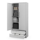 JAN NOWAK Megan fém moduláris multifunkcionális szekrény két fiókkal 1950x900x400 mm, szürke