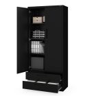 JAN NOWAK Megan fém moduláris multifunkcionális szekrény két fiókkal 1950x900x400 mm, fekete