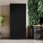 JAN NOWAK Megan fém moduláris multifunkcionális szekrény két fiókkal 1950x900x400 mm, fekete