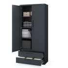 JAN NOWAK Megan fém moduláris multifunkcionális szekrény két fiókkal 1950x900x400 mm, antracit