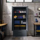 JAN NOWAK Megan fém moduláris multifunkcionális szekrény két fiókkal 1950x900x400 mm, antracit