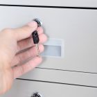 JAN NOWAK EDMUND Fém iratszekrény vitrinnel és fiókokkal, 900x1850x450, modell szürke