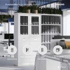 JAN NOWAK EDMUND Fém iratszekrény vitrinnel és fiókokkal, 900x1850x450, modell szürke