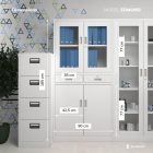 JAN NOWAK EDMUND Fém iratszekrény vitrinnel és fiókokkal, 900x1850x450, modell szürke